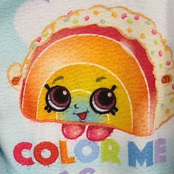 Shopkins Girls M 7/8 Blue Rainbow Color Me Happy Pajamas Two-piece PJ Sleep Set - Picture 4 of 7